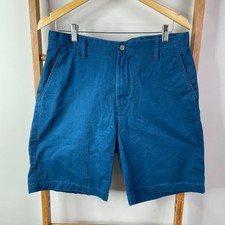 Nautica Shorts Mens 32 Blue Khaki Chino Flat Front Casual Preppy Outdoor Pockets