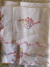 Vintage Set Lenzuolino Neonato Puro Lino Ricamato a mano, RIUTILIZZO Creativo