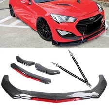 Front Bumper Lip Spoiler Splitter Carbon Fiber Look Body Kit For Hyundai Genesis