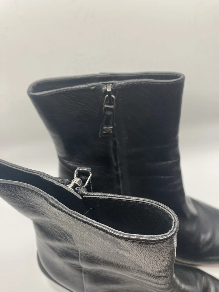 Sam Edelman Black Leather Ankle Boots Square Toe Ankle Zip Women's Size 7 - Image 3 of 4