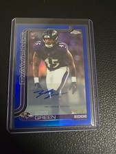 2025 Topps Chrome Football Mike Green True Blue Auto 69/150 Baltimore Ravens RC