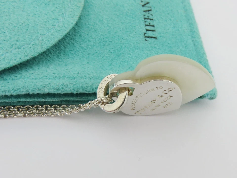 TIFFANY & CO Silver Mother of Pearl Return to Tiffany Double Heart Pendant - image 4 of 4