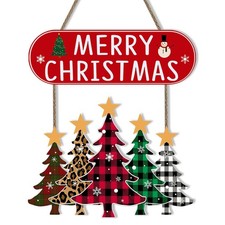 Merry Christmas Decorations Trees Snowman Wooden Door Hanging Sign Xmas Gift