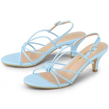 Allegra K Women's Strappy Slingback Kitten Heels Sandals 8 Sky Blue