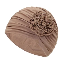 Arab Flower Pleated Hat Women Muslim Turban Head Cover Cap Bonnet Islamic Beanie