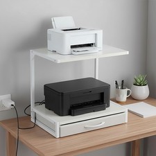 Desktop Printer Stand Table with Storage Drawer Office 2-Tier Small Shelf Unit