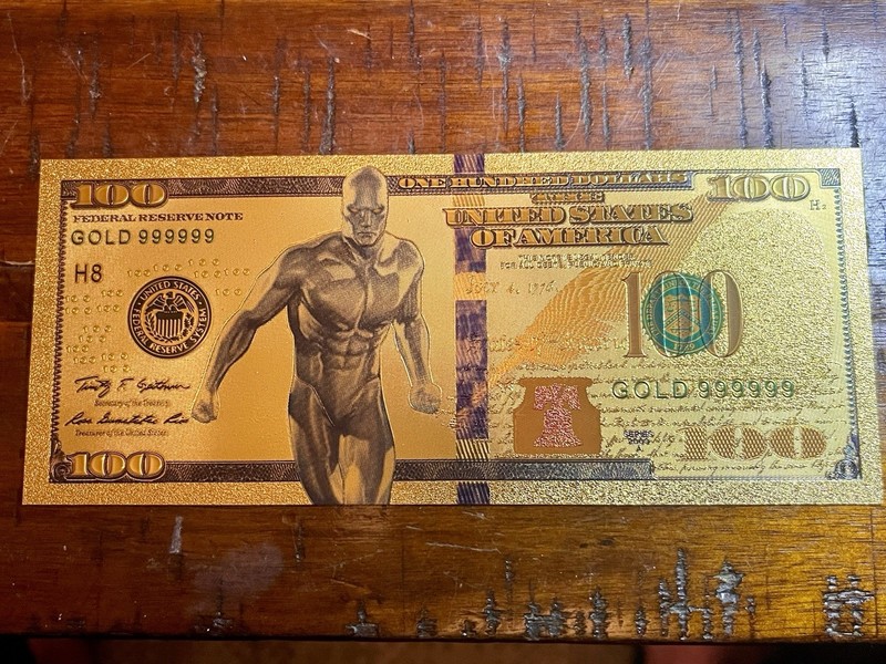 Silver Surfer 24k Gold Plated Marvel $100 Banknote - We Combine Shipping!
