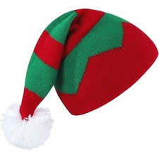 Christmas Knit Hat Toddler Kids Red Green Striped Beanie Unisex New