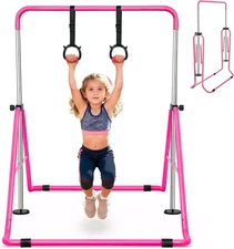 Gymnastics Bar for Kids, Adjustable Height Gymnastic Horizontal Bars, Folding Ex