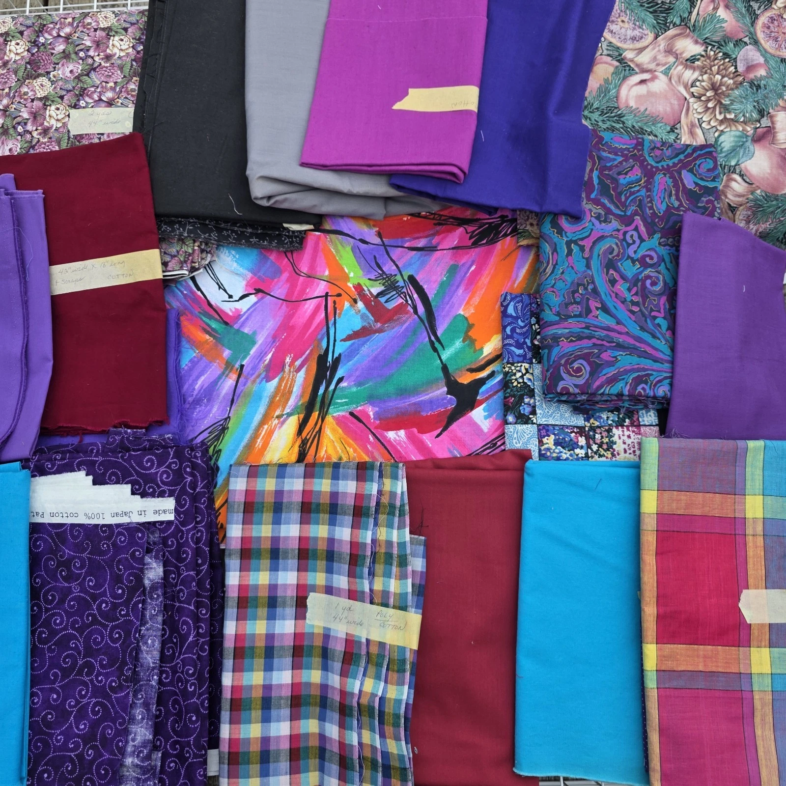Fabric Lot Purple Jewel Tones Quilting Sewing Yardage Prints Solids 10.27 Lbs - product detail image 1