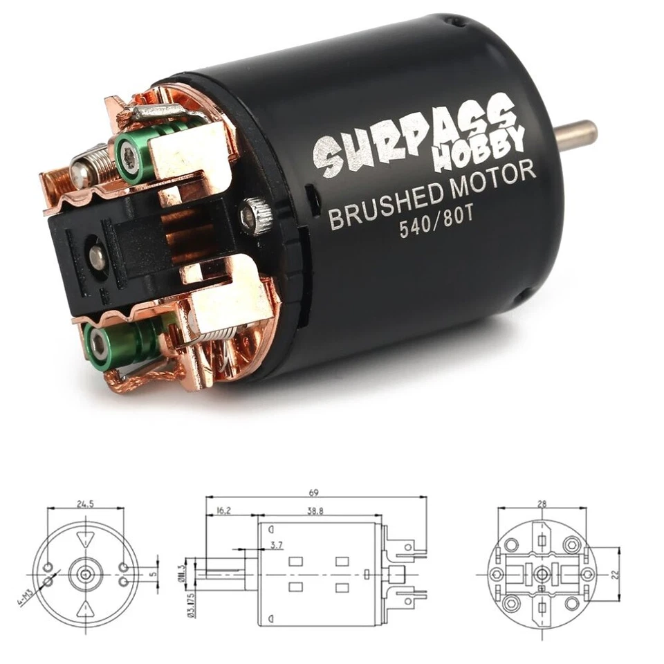 Surpass Hobby Waterproof Brushed Motor  540/550+ESC 60/80A combo for RC car 1/10 - Immagine 3 di 4