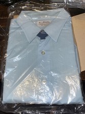 NOS L 16 Brite Dura Lt Blue Vtg 60s Manhatten Delcot Mantrim L/S Dress Shirt