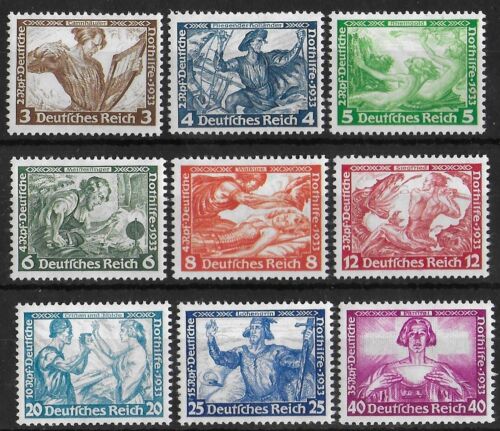 GERMANY REICH 1933 Mint LH Wagner Complete Set of 9 Michel #499-507 CV €300 VF