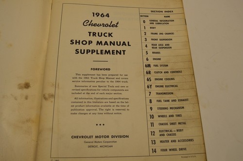 1964 CHEVROLET TRUCK SHOP SERVICE MANUAL- #ST-35 SUPPLEMENT-FREE SHIP - Picture 4 of 6