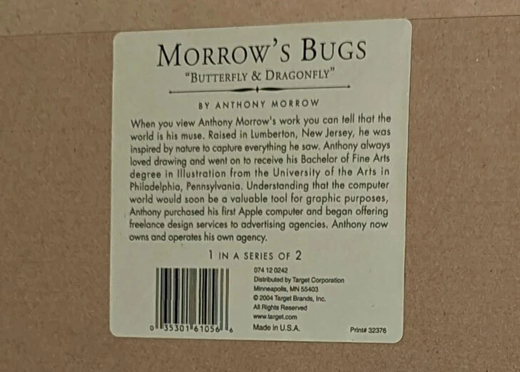 Morrow's Bugs Butterfly & Dragonfly Framed Print 20" X 14" - Anthony Morrow - Image 3 of 4