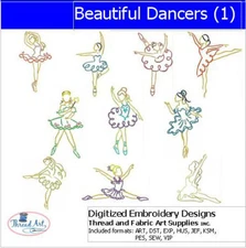Embroidery Design Set - Beautiful Dancer(1) - 10 Designs - 9 Formats - USB Stick