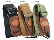 Coffee Adjustable Leather ends Guitar Strap For Electric Acoustic Guitar Bass