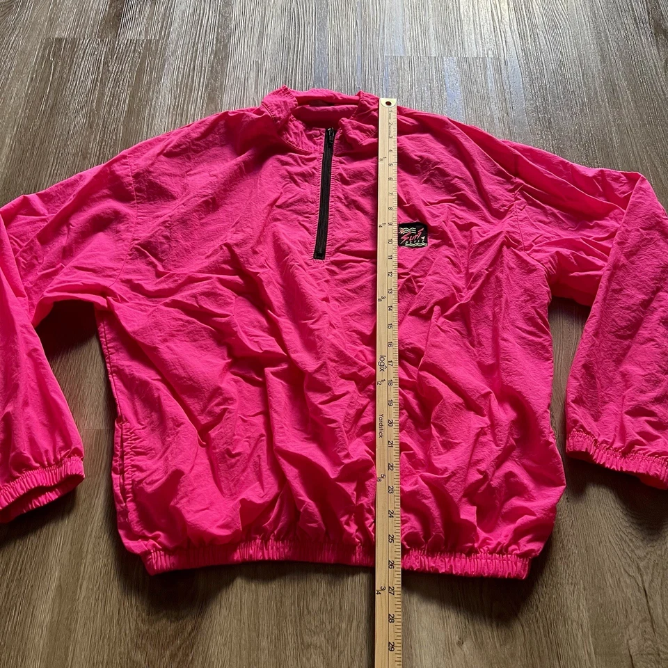 Chaqueta cortavientos estilo surf rosa luz retro atómica neón XL 52" circunferencia OSFA XH Foto 2 de 4