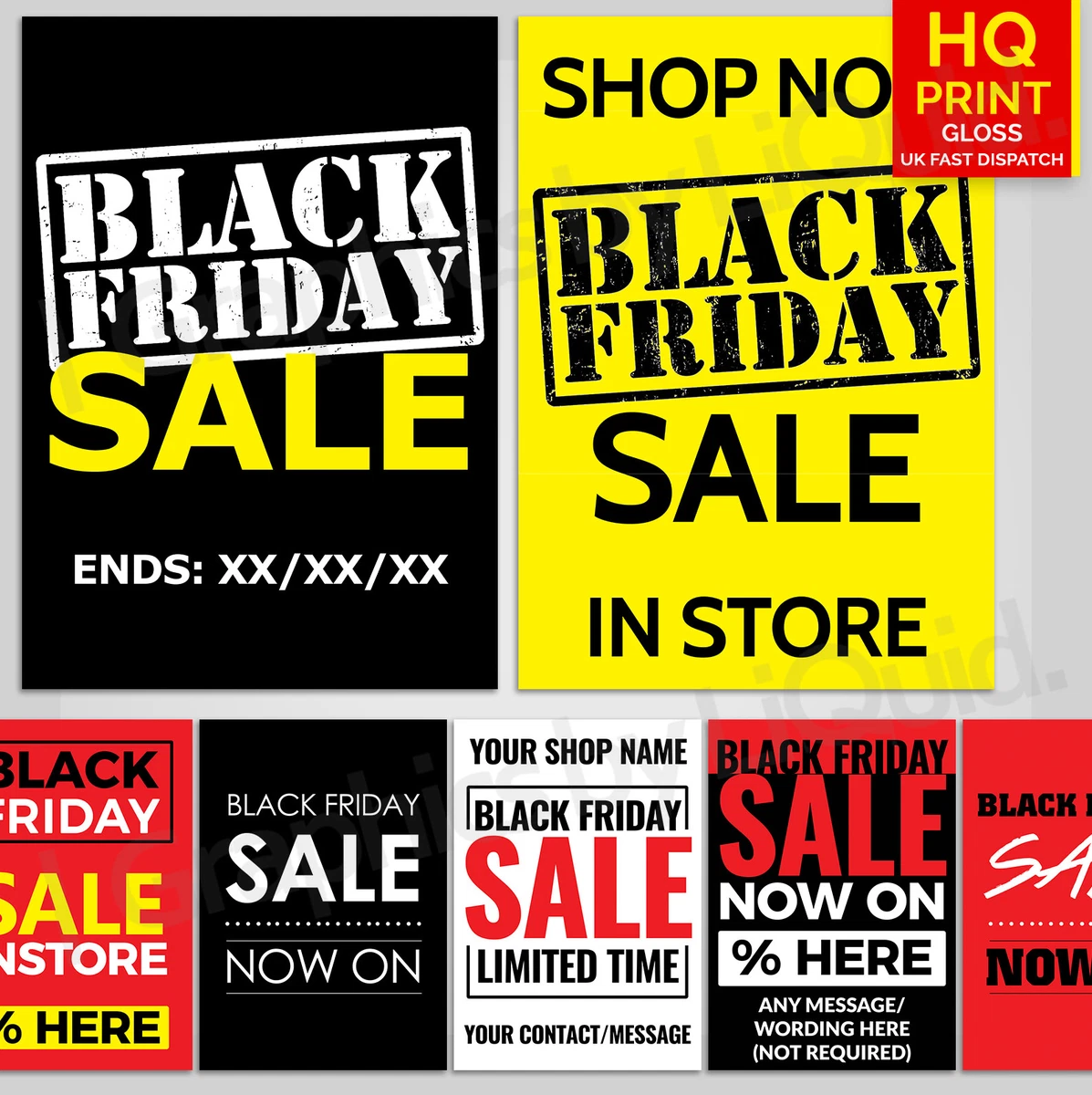 Black Friday Sale Poster Print Sale Advertisement Window Sign A5 A4 A3 A2 A1