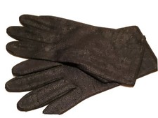 VINTAGE 60'S HANSEN SZ 7 wrist length LEATHER LOOK BLACK STRETCH GLOVES