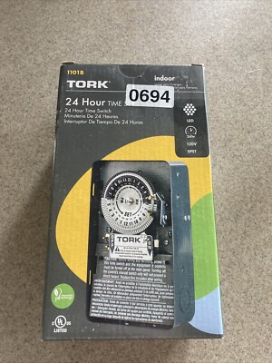 TORK 1101B 24 Hr Time Switch 120V 40 Amp SPST LED Rated Indoor Lockable Metal