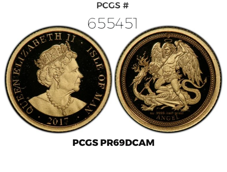 2017 Isle of Man ~ 0.5 Gram Gold Angel ~ Certified PCGS PR69 DCAM - RARE Graded - Image 4 of 4