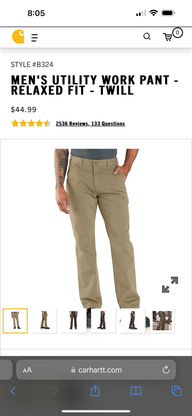 Men’s Carhartt big and tall 44x 30 relaxed fit dungaree utility pants   thumbnail 5