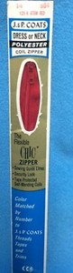 J & P Coats Polyester Coil Zipper- 14" Dress or Neck 128-A Atom Red  NIP/NOS