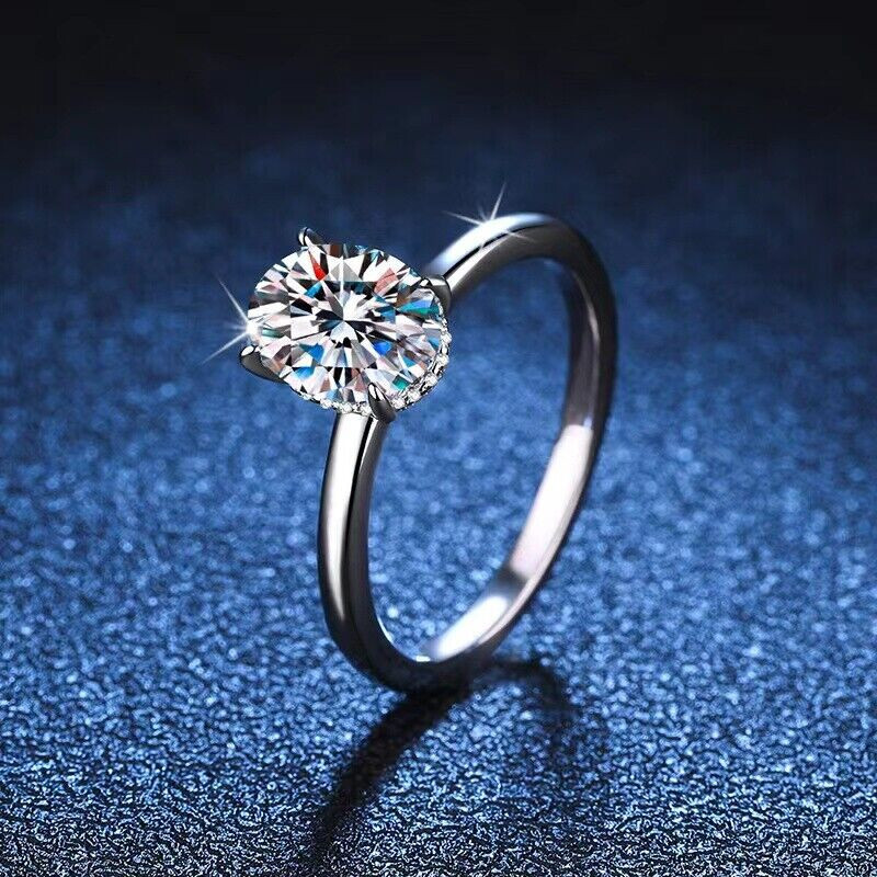 2ct Oval Moissanite Engagement Ring in 925 Sterling Silver Pass Tested-image