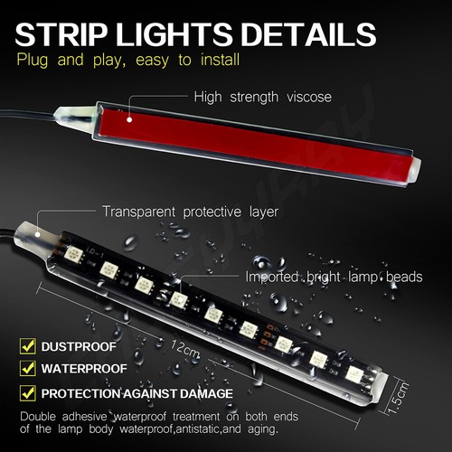 For BMW 1 Series F20 - 4X Neon LED Car Interior Strip Lights Atmosphere 12V NEW - Picture 7 of 10