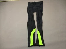 Canari Size M Womens Black Padded Ankle Zips Stretch Waist Cycling Leggings 482