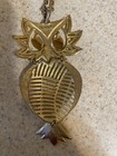 Signed Vintage 1960's Alan Jewelry Gold Tone Owl Pendant On Gold Rope Chain — photo 1