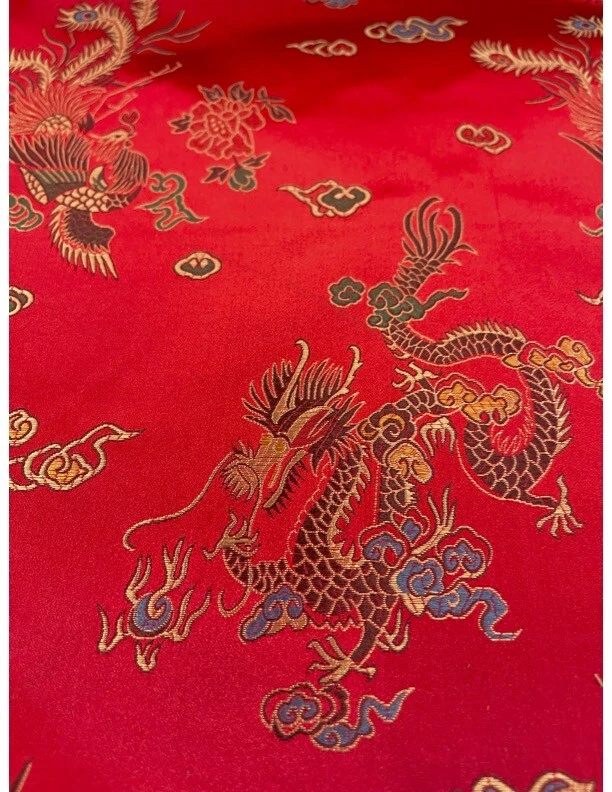 RED Chinese Dragon Brocade Jacquard Fabric 45" Wide BTY - Image 3 of 3