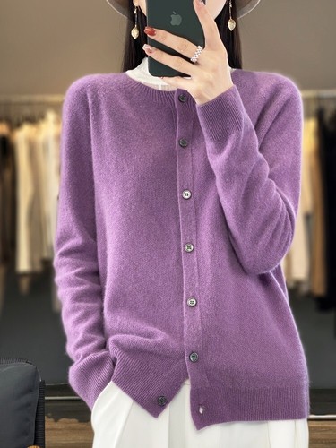 100 % Merinowolle Damen Kaschmir O-Ausschnitt Langarm Einfaden Strickwaren Tops - Bild 37 von 37