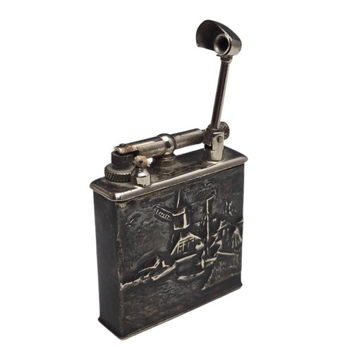 Vintage Dutch Hallmarked .833 SILVER Sleeve Lift Arm Petrol Pocket Lighter - Picture 6 of 8
