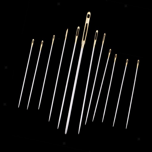 12Pcs Thick Big Eye Sewing Threading Embroidery Hand Needles Assorted 5