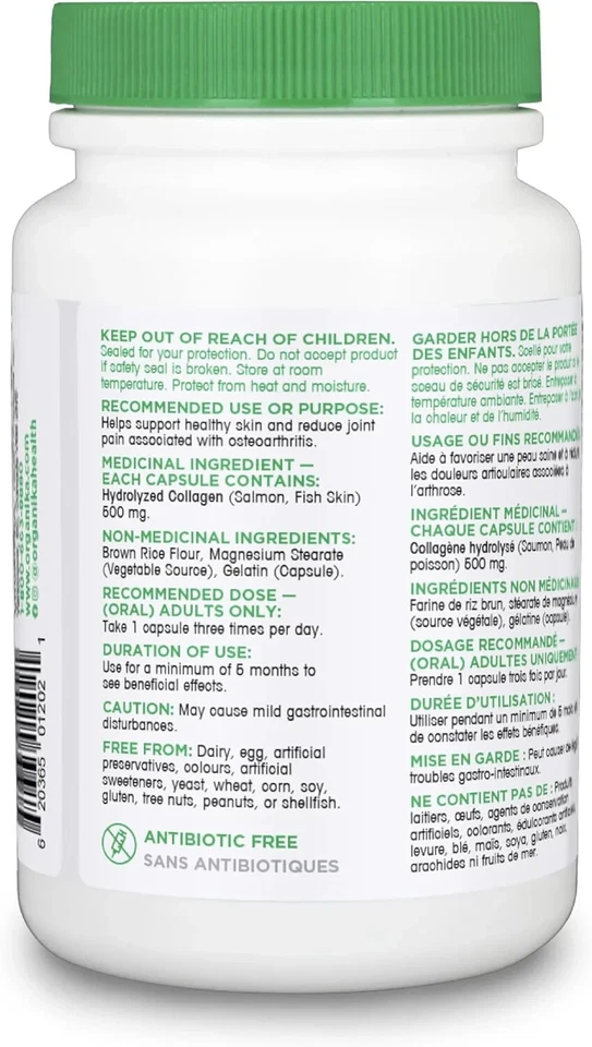 Organika Salmon Collagen Join Pain Hair Nail Strengthen Anti-Aging 90pcs NEW - Image 2 of 2