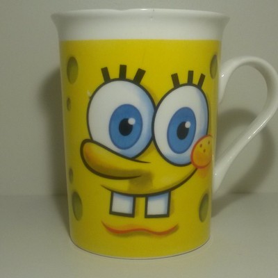 SpongeBob SquarePants Two Faces Coffee Tea Mug Cup 2003 Viacom Yellow