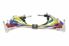 6 x 30cm 90 Degree Right Angled 6.35mm Mono Guitar Patch Leads Pedal Effects