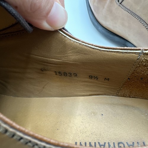 Magnanni 9.5 M Brown Sage Burnished Mens Oxford Dress Shoes - Picture 8 of 10