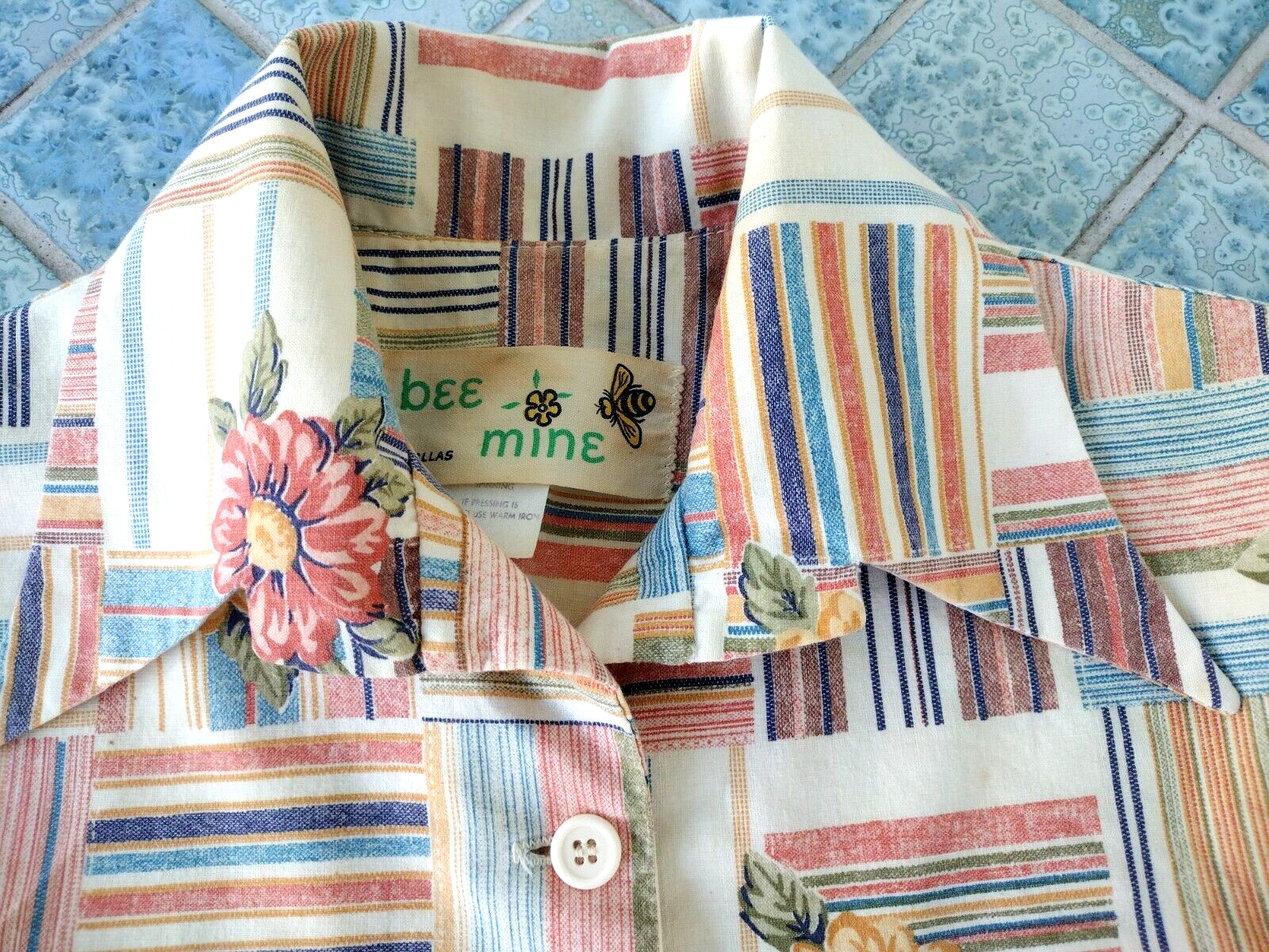 Vtg 70's Western Patchwork Dagger Collar Plaid Bu… - image 14