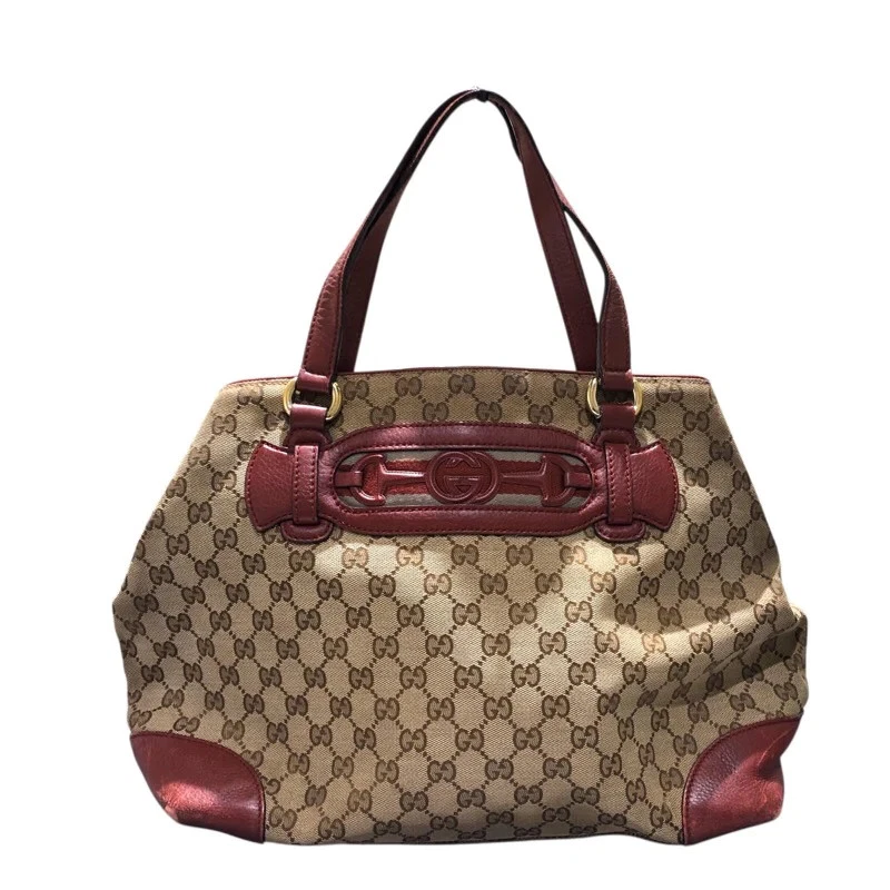 Gucci — GUCCI Horsebit Webline Tote Bag Beige Canvas Tote 296850 #OKB4443