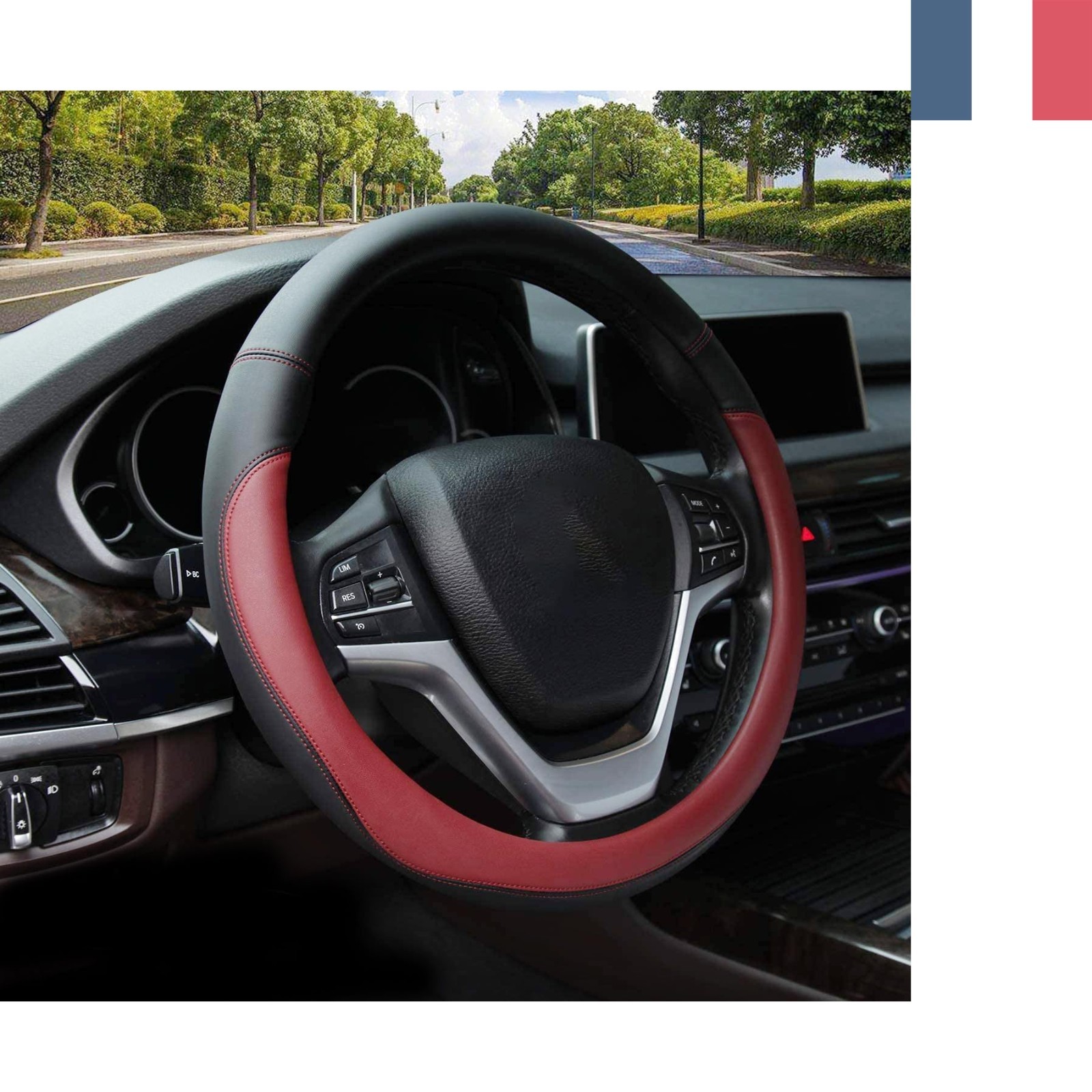 Couvre-Volant en Cuir Microfibre Rouge Vin : Finition Haute Couture