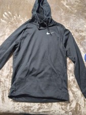 NIKE DRI-FIT Sweatshirt Hoodie Womens Medium Fleece Lined Black Funnel Neck