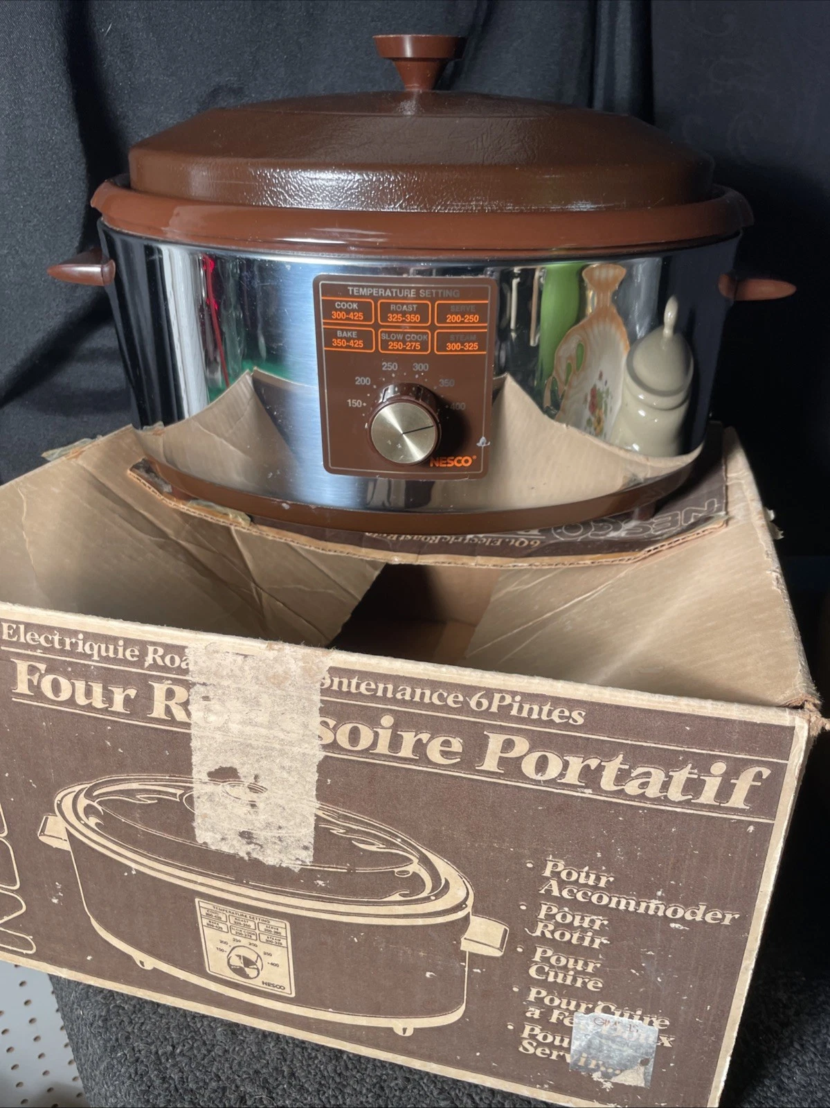 Vintage Nesco 6 Quart Roaster Oven Circle of Heat Slow Cooker Bake Steamer EUC