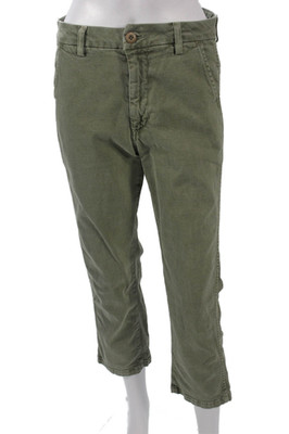 Amo Unisex Green Cropped Ankle Chino Pants High Rise Size 26