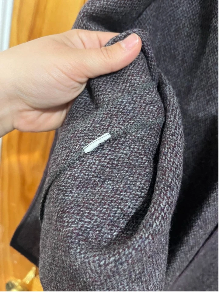 Women’s Eskandar Purple Quiet Luxury Textured Oversize Wool Lagenlook Open Vest - Image 3 of 4