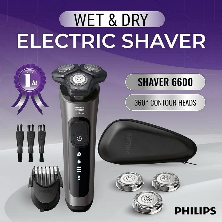 New Philips Norelco Shaver 6600 SenseIQ Technology Series 6000 With Extra Heads