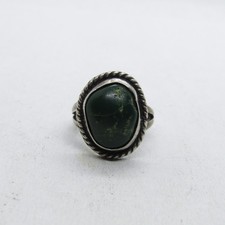 Old Pawn Navajo Sterling Sterling Silver925 Green Turquoise Ring Size 4.75 K7753