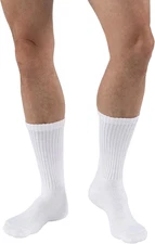SensiFoot Diabetic Compression Socks 8-15 mmHg Crew Closed Toe White